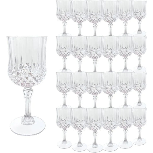 Transparent Plastic Wine Glasses，Transparent Plastic Goblets for Parties，Transparent Drinking Glasses for Wedding Reception,