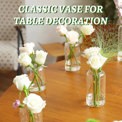 3Pcs/set Clear Small Glass Bud Vases in Bulk Modern Cylinder Glass Vase for Wedding Party Dining Table Centerpieces Decoration