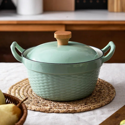 22cm Enameled Mini Cast Iron Dutch Oven For Cooking Stew Meat and Bread Baking Heavy type 2 L Cast Iron Casserole Dish Soup Pot