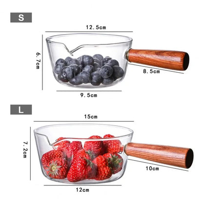 Glass Cooking Pot Soup Milk Pot With Wooden Handle Glass Cooking Pot Instant Noodle Pot Glass Cookware Kitchen Accessories
