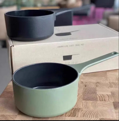 Nordic Cast Iron Enamel Pan, Uncoated Cookware, Uncoated Cookware, Household Soup Stew, Seafood, Mommy Cooker,  23-26cm