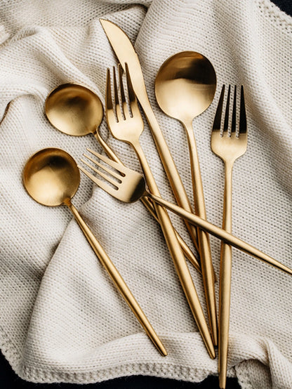 24pcs Dinnerware Set Stainless Steel Tableware Set Knife Fork Spoon Flatware Set Cutlery Set Knife Fork Spoon Tea Spoon