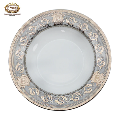 Bone China platinum decoration design tableware porcelain Dinner Soup Plate Gold Rim Dishes and bowl Set
