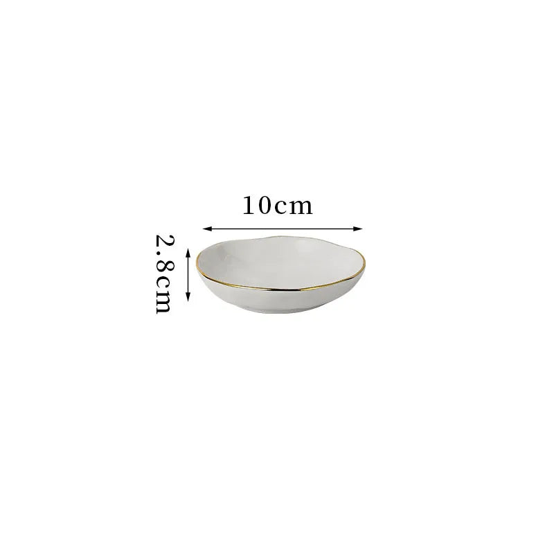 Gold Stroke Ceramic Plate Set Creative Hammer Decorative Living Room Dinner Set Plates and Dishes Western Restaurant Steak Dish