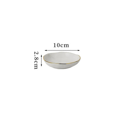 Gold Stroke Ceramic Plate Set Creative Hammer Decorative Living Room Dinner Set Plates and Dishes Western Restaurant Steak Dish