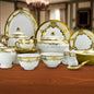 24k Gold Dinnerware Ceramic Luxury Personalized Desgin Embossed Fine Porcelain China Dubai 81pcs Dinner Set for 8 Persons