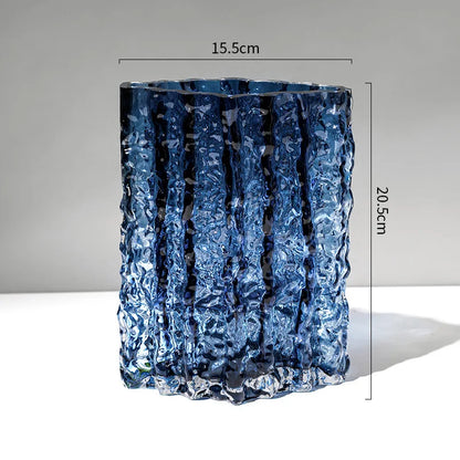 Transparent Glacier Glass Vase Hydroponics Flowers Pots Desk Decoration Flower Arrangement Minimalism Floral Vases Modern Decor