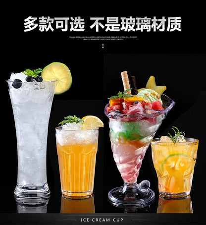 90-580ml 1pcs Acrylic Dessert Cups Reusable Yogurt Mousses Mini Ice Cream Fruit Juice Beer Cups Tableware Party Wedding Supplies