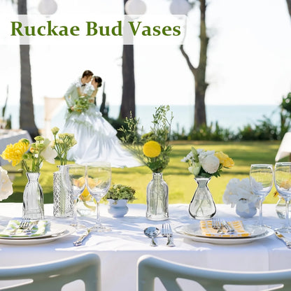 12 PCS Small Glass Bud Vase Decorative Bottles, Bud Vases in Bulk for Flowers, Mini Glass Flower Vases for Wedding