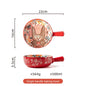 YWDL 500ml Round Ceramic Bakeware With Handle Forest Animals Baking Pan Underglaze Kitchen Tableware Salad Bowl Au Gratin Pasta
