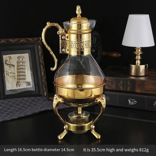 1 Set of Middle Eastern Style Arabic Coffee Pot  Set Accessible Luxury Retro Candle Heating Stove Glass Coffee Pot Gold Silver
