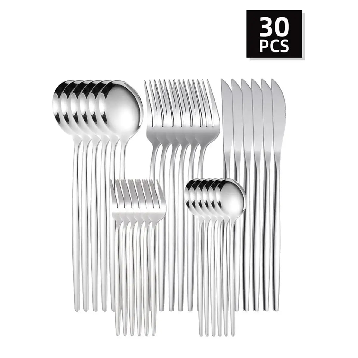 30pc Stainless steel cutlery set steak knife fruit fork dessert spoon set