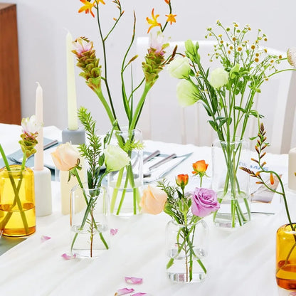 3Pcs/set Clear Small Glass Bud Vases in Bulk Modern Cylinder Glass Vase for Wedding Party Dining Table Centerpieces Decoration
