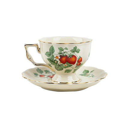 French Retro Teapot Coffee Cup Set Gold Edge Cup Saucer Flower Big Teacup English Afternoon Tea Cup