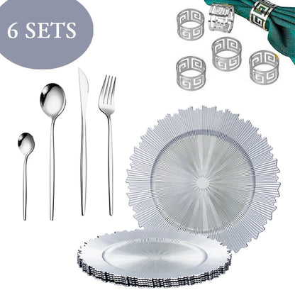 cheap Silver Gold Rim plastic Charger Plate Set for Wedding Party Decoration Custom Decor For Dinner Luxury Table Setting