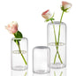 3Pcs/set Clear Small Glass Bud Vases in Bulk Modern Cylinder Glass Vase for Wedding Party Dining Table Centerpieces Decoration