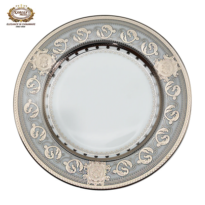 Bone China platinum decoration design tableware porcelain Dinner Soup Plate Gold Rim Dishes and bowl Set