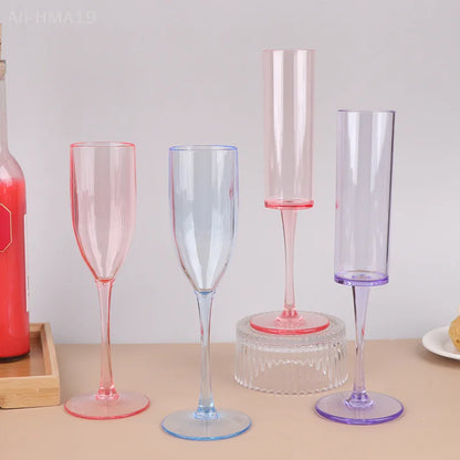 5Pcs Acrylic Champagne Goblet Glasses Cup Transparent Cocktail Glass Cups Creative Anti-fall Goblet For Bar Pubs Clubs Drinkware