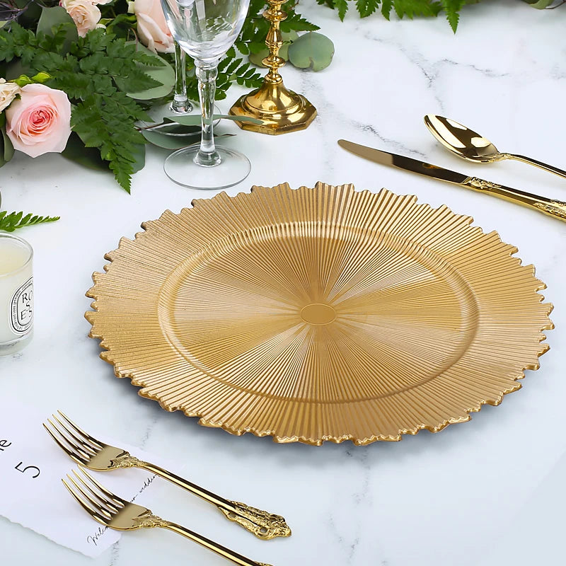 cheap Silver Gold Rim plastic Charger Plate Set for Wedding Party Decoration Custom Decor For Dinner Luxury Table Setting