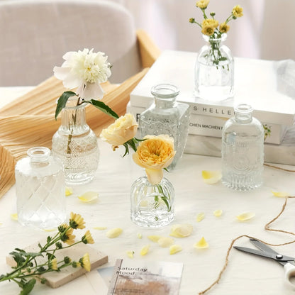 12 PCS Small Glass Bud Vase Decorative Bottles, Bud Vases in Bulk for Flowers, Mini Glass Flower Vases for Wedding