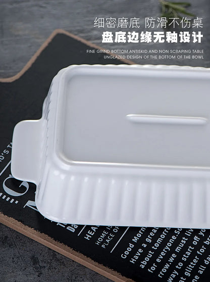 Porcelain Dishes Kitchen Accessories Bakeware Bread Pan Ceramic Baking Tray Cooking Utensils Tools Gadgets Oven