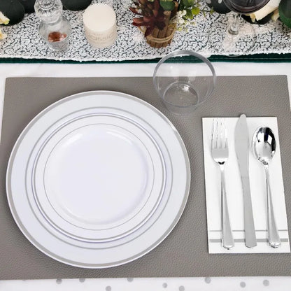 700PCS Gold Plastic Plates -Whtie and Gold Plastic Dinnerware Sets 100Guest - 200 Gold Disposable Plates,100 Napkins for Wedding