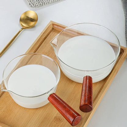 Glass Cooking Pot Soup Milk Pot With Wooden Handle Glass Cooking Pot Instant Noodle Pot Glass Cookware Kitchen Accessories