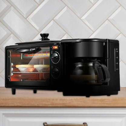 3 in 1 Breakfast Machine Small Kitchen Appliances with Glass Lid Toasters Oven Toaster Oven for Sausages Egg Sandwich Bread
