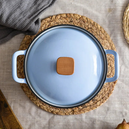 22cm Enameled Mini Cast Iron Dutch Oven For Cooking Stew Meat and Bread Baking Heavy type 2 L Cast Iron Casserole Dish Soup Pot