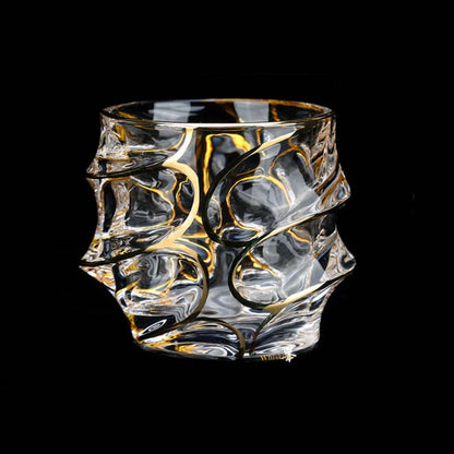 Whiskey Glass Tumblers Set Gold Line Wine Whisky Glasses Golden Painted Crystal Barware Multi-function Beer Cocktail Gift Box