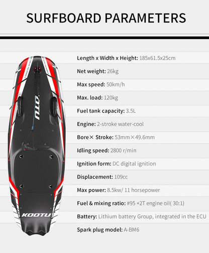 Power Surfboard Jet Surfboard, Jet Surfboard, Carbon Fibre Body, Light Weight, Surfing Surfboard, Jet Board with 109cc Engine