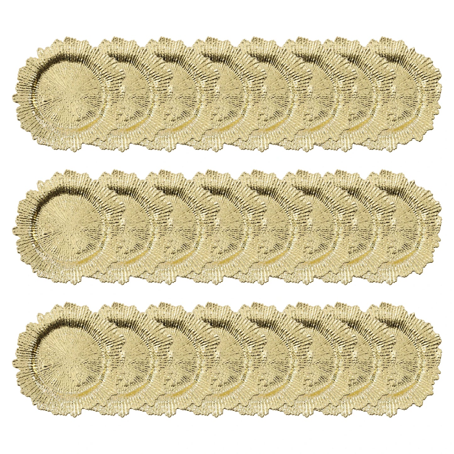 24 Pack Charger Plates, 13" Round Plastic Reef Plate Chargers with Flora Reef Design for Wedding Dinner Party Decoration