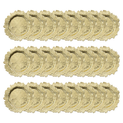 24 Pack Charger Plates, 13" Round Plastic Reef Plate Chargers with Flora Reef Design for Wedding Dinner Party Decoration