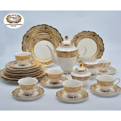 New fashionable shape for bone china dinner set embossed gold decoration from Germany style