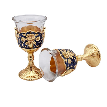 Set of 2 Vintage Wine Goblet Palace Style Retro Metal Embossed Wine Cup Palace Toasting Glasses For Home Offices Kitchen Wedding