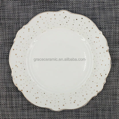 38 Pcs Royal White and Gold Line Ceramic Bone China Turkish Fine Porcelain Dinner Set Dinnerware Sets Luxury