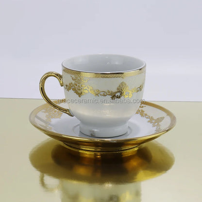24k Gold Dinnerware Ceramic Luxury Personalized Desgin Embossed Fine Porcelain China Dubai 81pcs Dinner Set for 8 Persons