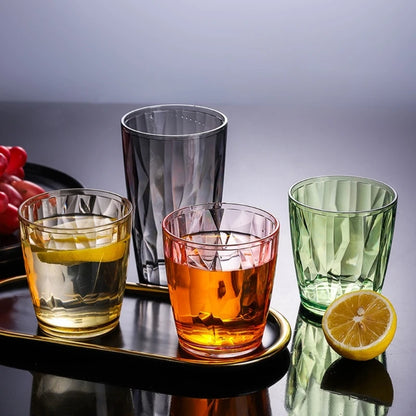 Unbreakable Acrylic Drinking Glasses Reusable Fruit Juice Beer Champagne Cup for Bar 490ml Shatterproof Water Tumblers