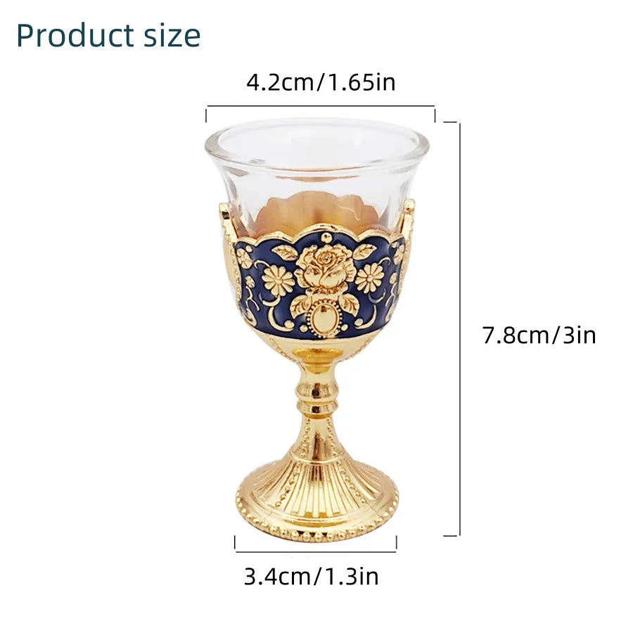 Set of 2 Vintage Wine Goblet Palace Style Retro Metal Embossed Wine Cup Palace Toasting Glasses For Home Offices Kitchen Wedding