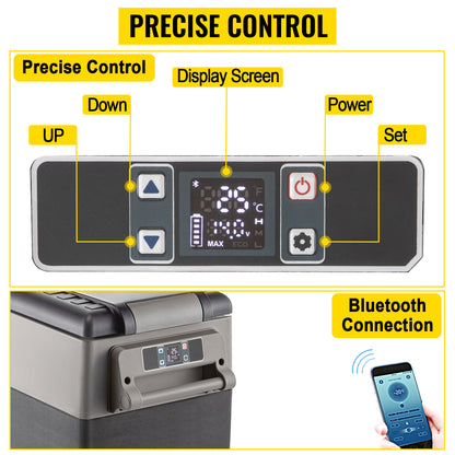 VEVOR 55L Car Refrigerator Mini Fridge Freezer Portable Compressor Cooler 12/24V DC 110-240V Ice Box for Camping
